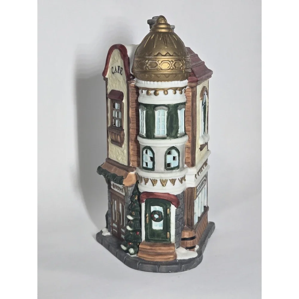 Mercuries 1994 Christmas Village Cafe Books Shop Light-Ready Vintage Holiday